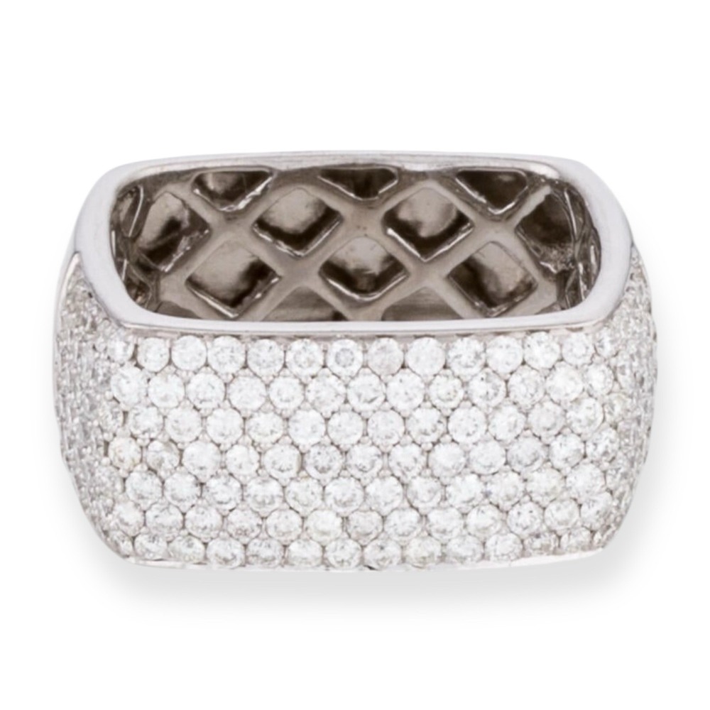 18K White‎ Gold 1.32ctw 165 Round Pavé Diamond Band 6.75 Rhodium-Plated Finish